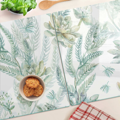 Snijplanken van glas Vetplanten en bladeren