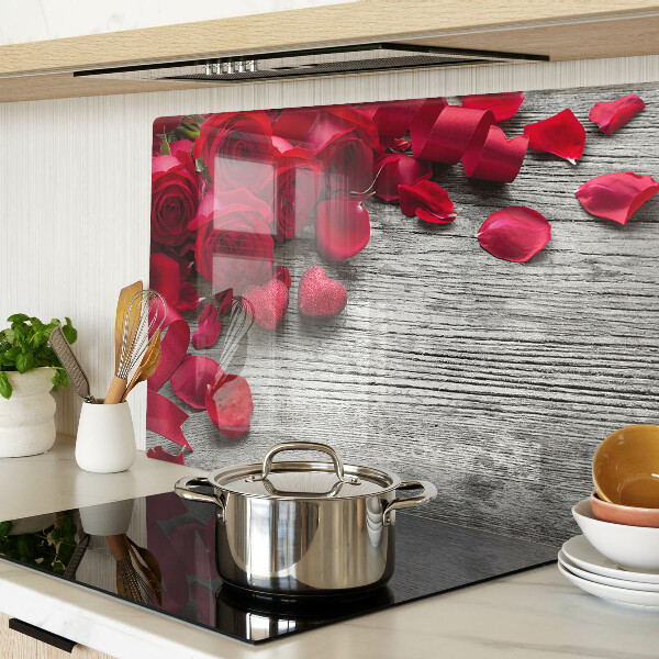 Snijplanken glas Rozen en hartvormige bloemblaadjes