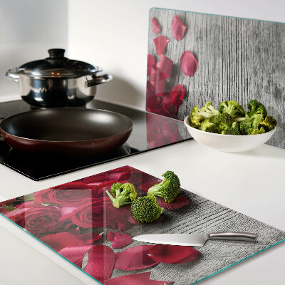 Snijplanken glas Rozen en hartvormige bloemblaadjes