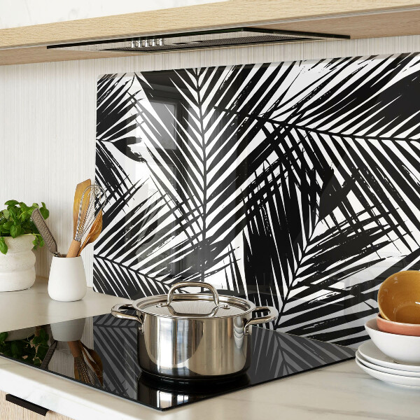 Glazen snijplanken Palmbladeren in zwart-wit