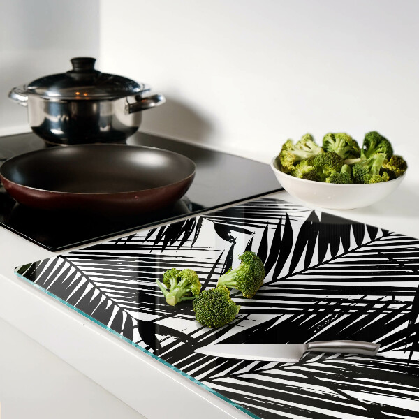 Glazen snijplanken Palmbladeren in zwart-wit