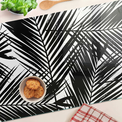 Glazen snijplanken Palmbladeren in zwart-wit