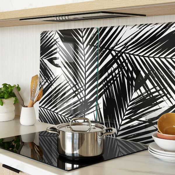 Glazen snijplanken Palmbladeren in zwart-wit