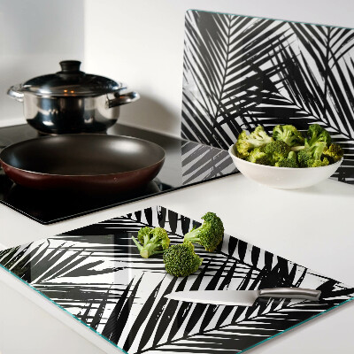 Glazen snijplanken Palmbladeren in zwart-wit