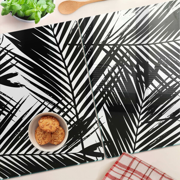 Glazen snijplanken Palmbladeren in zwart-wit