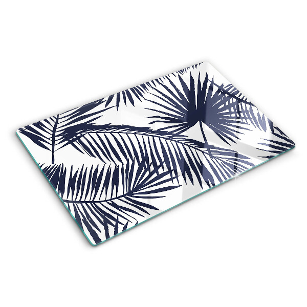 Snijplanken van glas Palmbladeren op een witte achtergrond