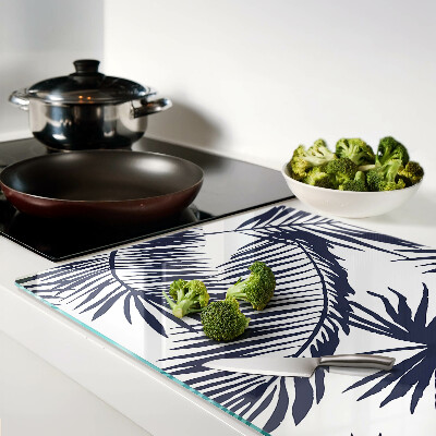 Snijplanken van glas Palmbladeren op een witte achtergrond