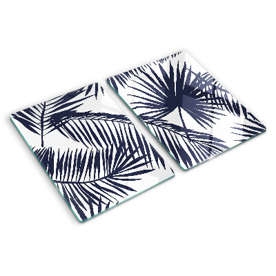 Snijplanken van glas Palmbladeren op een witte achtergrond