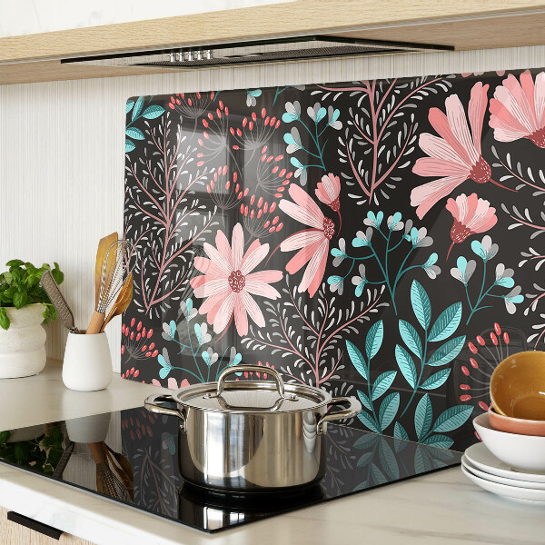 Snijplanken glas Bloemenpatroon op een donkere achtergrond