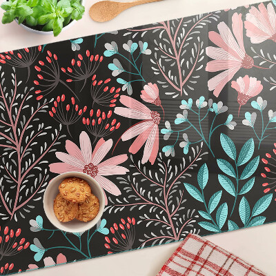 Snijplanken glas Bloemenpatroon op een donkere achtergrond