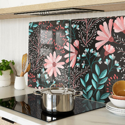 Snijplanken glas Bloemenpatroon op een donkere achtergrond