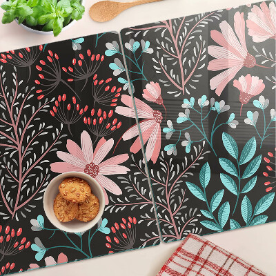 Snijplanken glas Bloemenpatroon op een donkere achtergrond