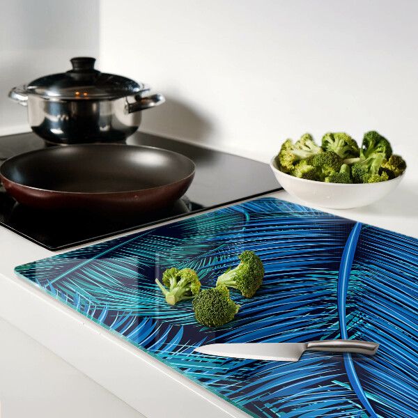 Snijplanken van glas Palmbladeren in verschillende tinten blauw