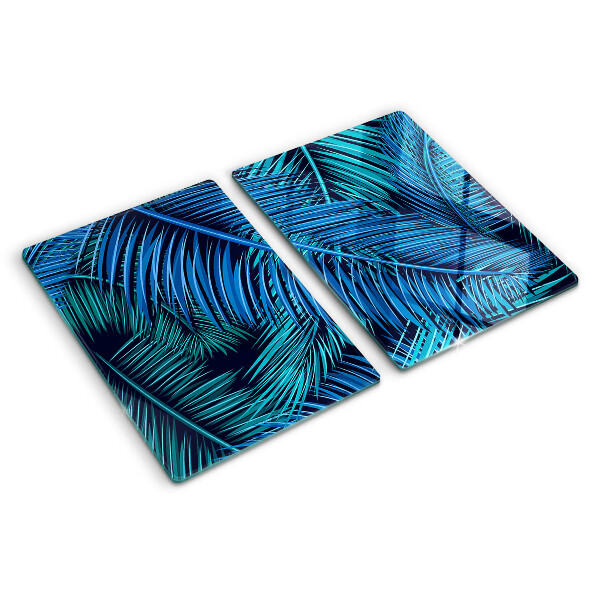 Snijplanken van glas Palmbladeren in verschillende tinten blauw