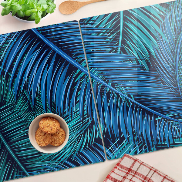Snijplanken van glas Palmbladeren in verschillende tinten blauw