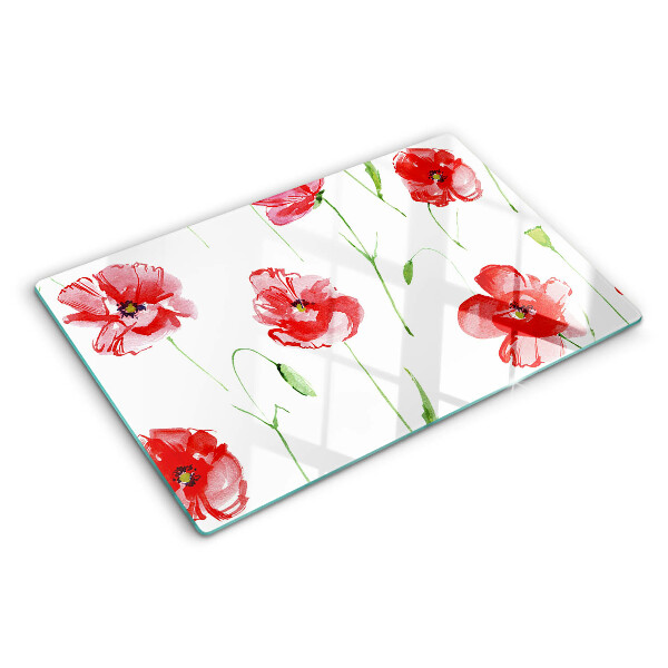 Snijplanken glas Klaproospatroon met bloemen