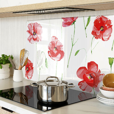 Snijplanken glas Klaproospatroon met bloemen