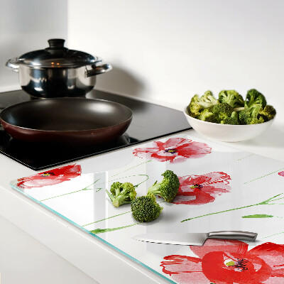 Snijplanken glas Klaproospatroon met bloemen