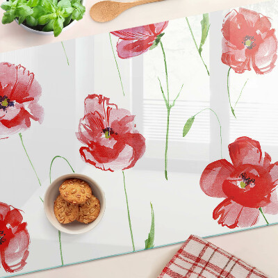 Snijplanken glas Klaproospatroon met bloemen