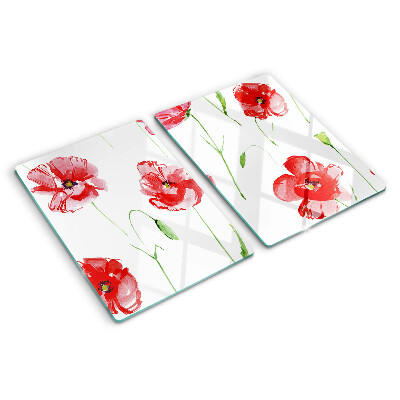 Snijplanken glas Klaproospatroon met bloemen