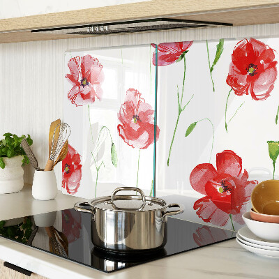 Snijplanken glas Klaproospatroon met bloemen