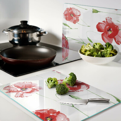 Snijplanken glas Klaproospatroon met bloemen