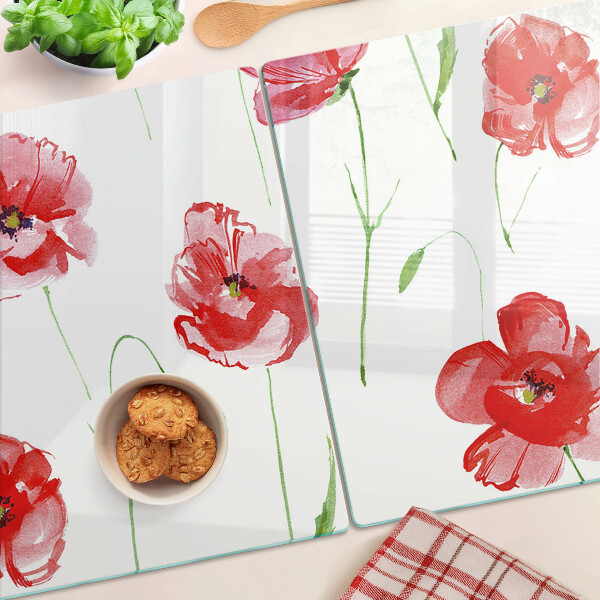 Snijplanken glas Klaproospatroon met bloemen