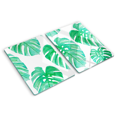 Snijplanken van glas Monstera-bladeren op een witte achtergrond