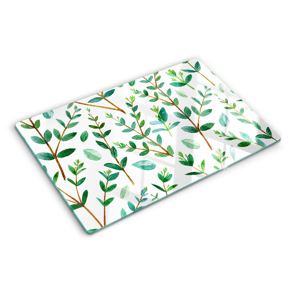 Snijplanken glas Bladeren en takjes in het groen