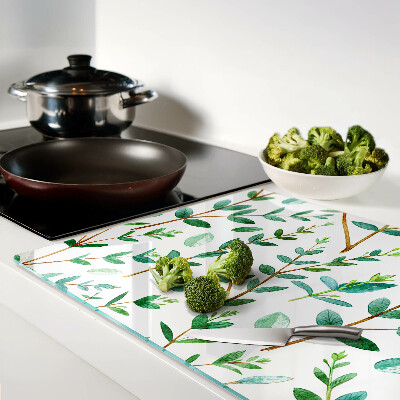 Snijplanken glas Bladeren en takjes in het groen