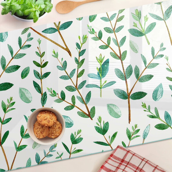 Snijplanken glas Bladeren en takjes in het groen