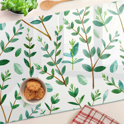 Snijplanken glas Bladeren en takjes in het groen