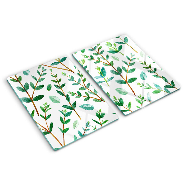 Snijplanken glas Bladeren en takjes in het groen