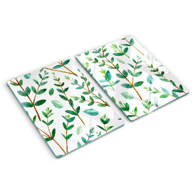 Snijplanken glas Bladeren en takjes in het groen