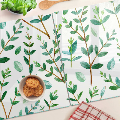 Snijplanken glas Bladeren en takjes in het groen