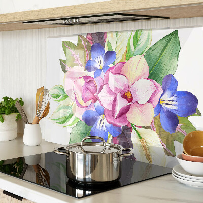 Snijplanken glas Bloemenpatroon met roze en blauwe bloemen