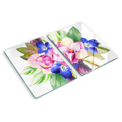 Snijplanken glas Bloemenpatroon met roze en blauwe bloemen