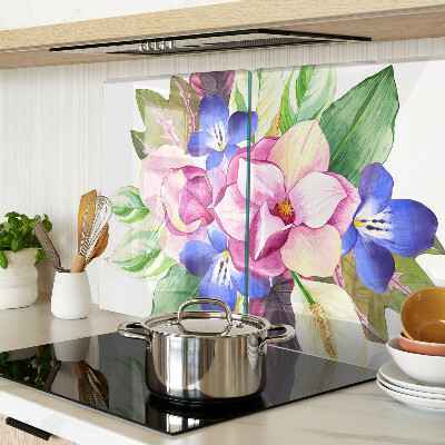 Snijplanken glas Bloemenpatroon met roze en blauwe bloemen