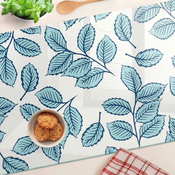 Glazen snijplanken Bladeren in verschillende tinten blauw