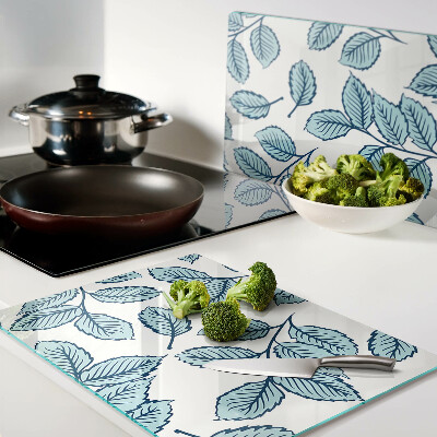 Glazen snijplanken Bladeren in verschillende tinten blauw