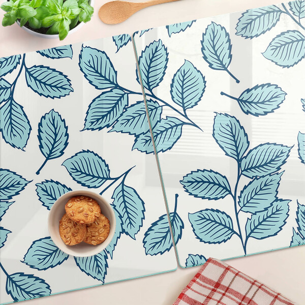 Glazen snijplanken Bladeren in verschillende tinten blauw