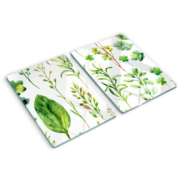 Snijplanken van glas Plantenpatronen in verschillende tinten groen