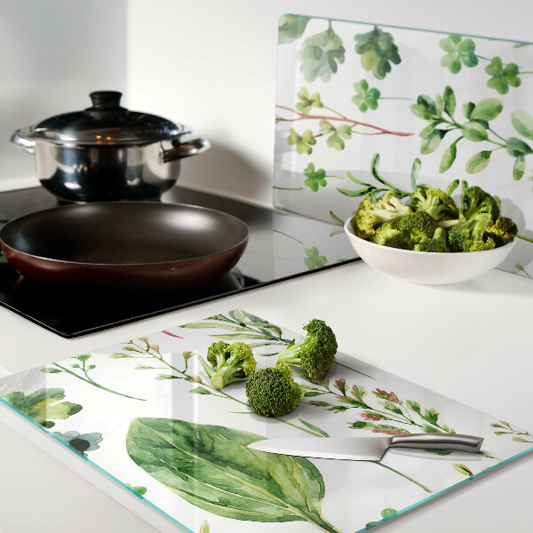 Snijplanken van glas Plantenpatronen in verschillende tinten groen