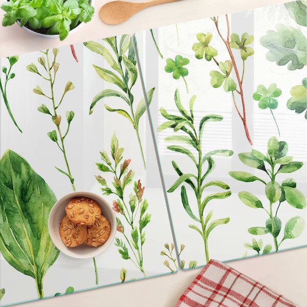 Snijplanken van glas Plantenpatronen in verschillende tinten groen