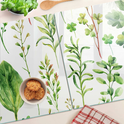 Snijplanken van glas Plantenpatronen in verschillende tinten groen