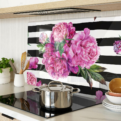 Snijplanken glas Pioenrozen op stroken