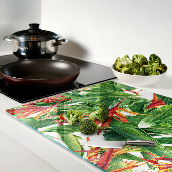 Glazen snijplanken Tropische bladeren en bloemen