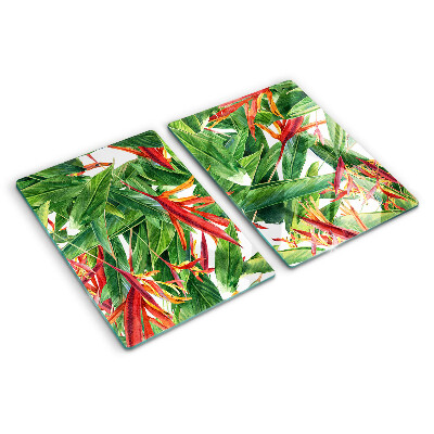 Glazen snijplanken Tropische bladeren en bloemen