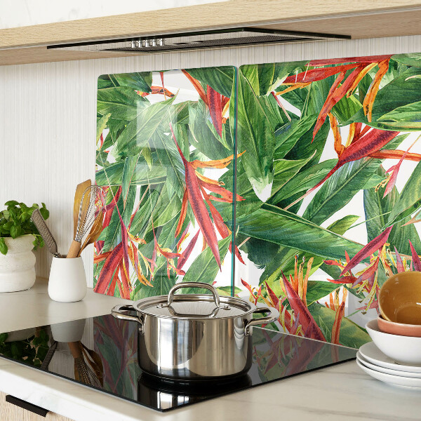 Glazen snijplanken Tropische bladeren en bloemen