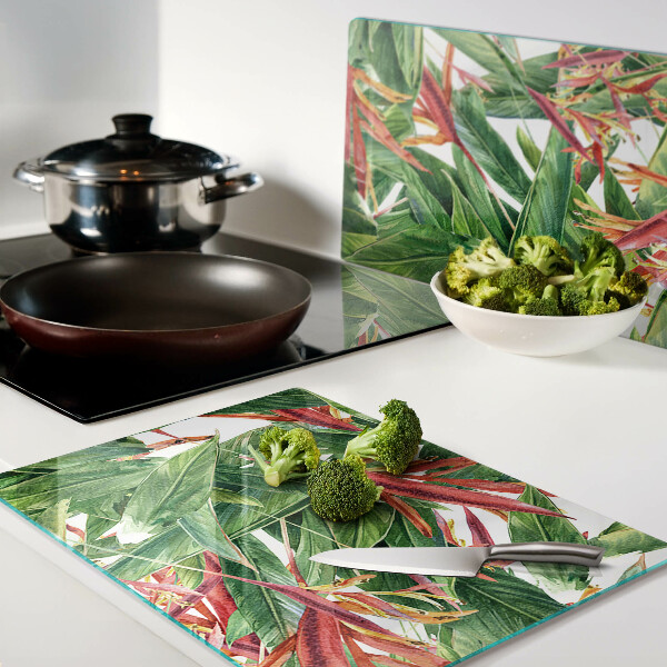 Glazen snijplanken Tropische bladeren en bloemen